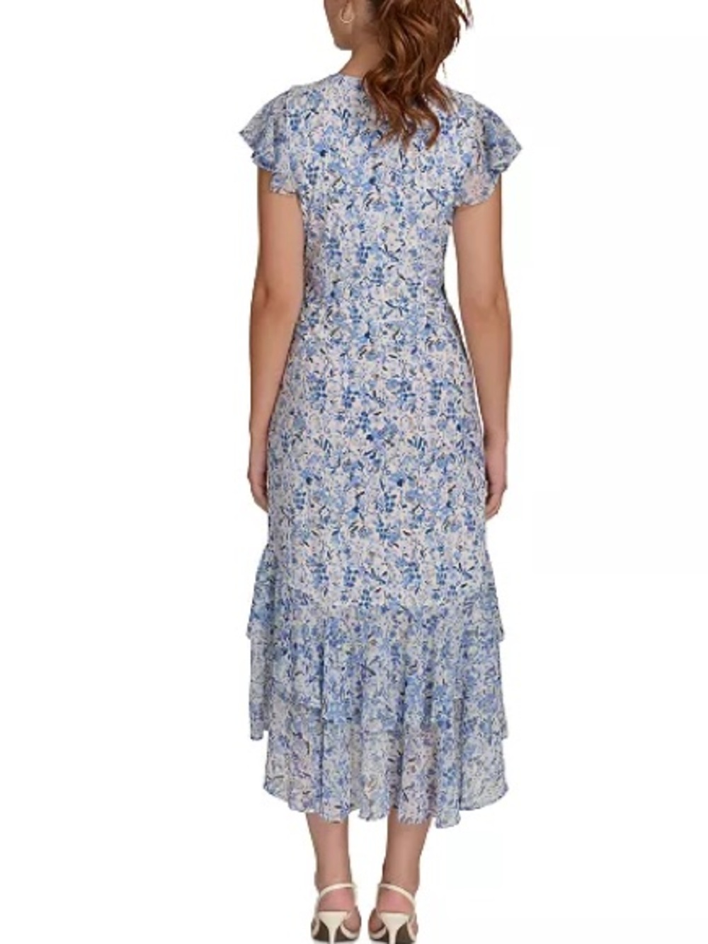 Tommy Hilfiger Chiffon Flutter-Sleeve Midi Dress - Picture 9 of 10